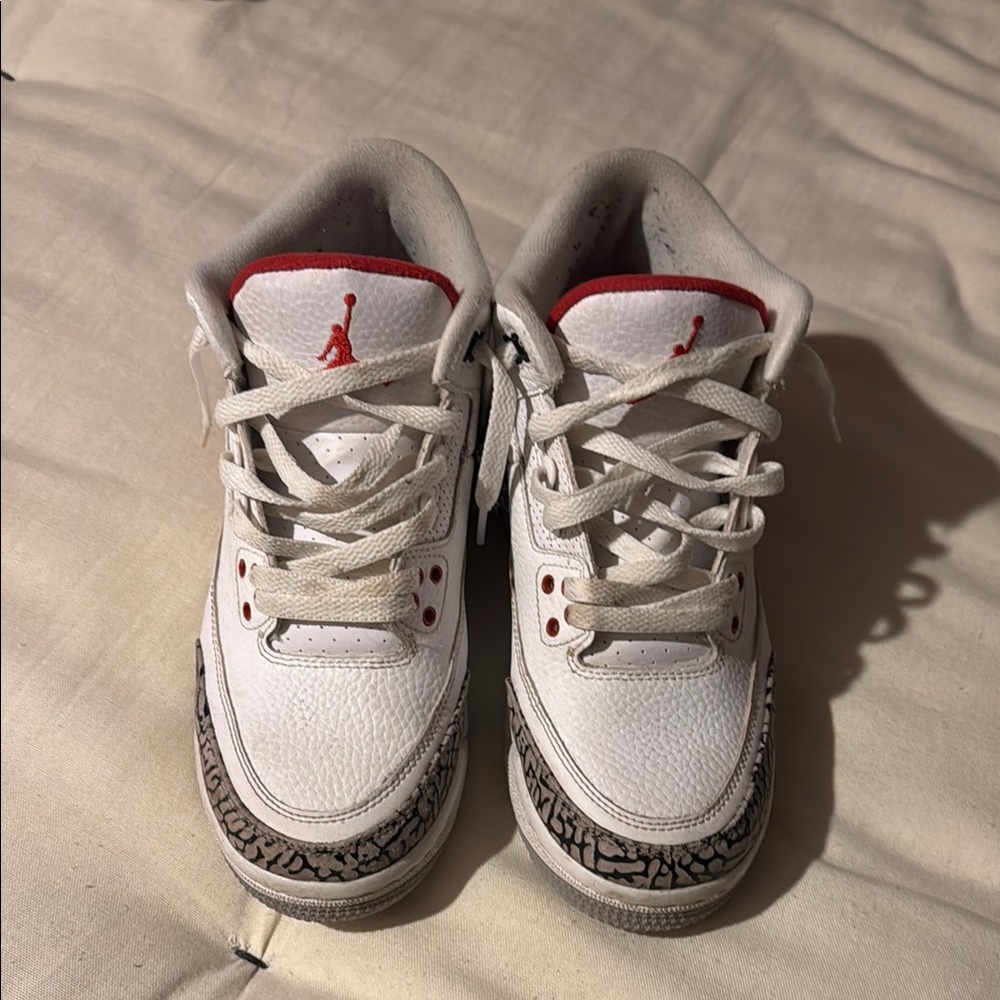 Nike White and Red Sneakers with Iconic Jumpman Logo